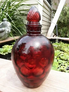 Vintage Ruby Red Apothecary Bottle Honeycomb Pattern  10 1/2" high. EUC - Picture 1 of 7