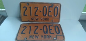 New York License Plate Pair 212-QEO Uknown Year - Picture 1 of 6