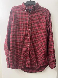 Ralph Lauren Button Up Shirt Mens Medium Red Plaid Classic Fit Long Sleeve - Picture 1 of 5