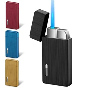 straight Blue Jet Gas Flashlight Lighter Windproof Cigar Drill Lighter Smoking - Picture 1 of 11