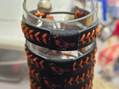 BALTIMORE ORIOLES BLACK  BIRD  MLB  BASEBALL BRACELET LEATHER - Image 1 of 4