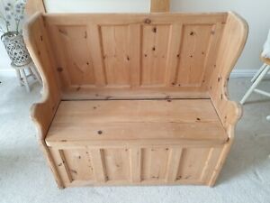 Solid Wood Hall Bedroom Settle Seat Storage Bench Rustic Farmhouse Chair Decor