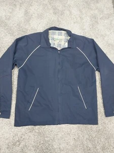 Haband Mens Size Medium Navy Blue Windbreaker Jacket Pockets Lined Fast Shipping - Picture 1 of 6