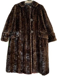 VTG FUR COAT GENUINE FULL LENGTH MAHOGANY BROWN MINK TEXTURED MARSHALL & SWIFT - Picture 1 of 21