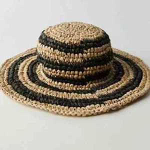 Free People En El Mar Bingin Striped Bucket Hat NWOT Black/Natural - Picture 1 of 5