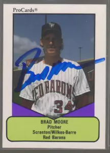 1991 ProCards autografiadas de Brad Moore - Scranton/Wilkes-Barre Red Barons - Imagen 1 de 1
