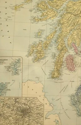 1891 ANTIQUE MAP SCOTLAND SOUTH WEST GLASGOW SHETLAND & ORKNEY ISLANDS - Image 1 of 4