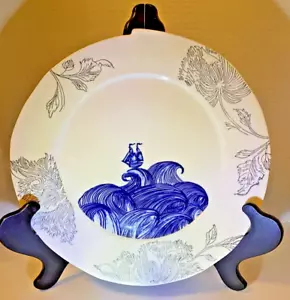 101/2" ANTHROPOLOGIE PLATE BY LINDA FAHEY WAVE VELERO GRES NUEVO SIN CAJA - Imagen 1 de 10