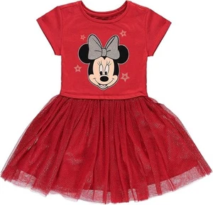 Disney Girls Red Minnie Mouse Dress- Minnie Mouse Tulle Tutu Dress- Sizes 4-16 - Picture 1 of 9