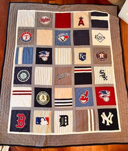 Pottery Barn Quilt Bedspread American League MLB Baseball PB Teen Twin - Picture 1 of 16