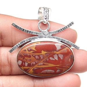 Pendant Designer Jasper Gemstone Valentine'Day Ethnic Silver Jewelry 2" - Imagen 1 de 7