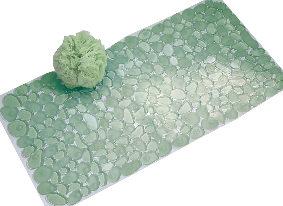 iDesign Pebblz Non-Slip Suction Bath Mat for Shower, Bathtub - Green 26" x 13.5" - Image 1 of 2