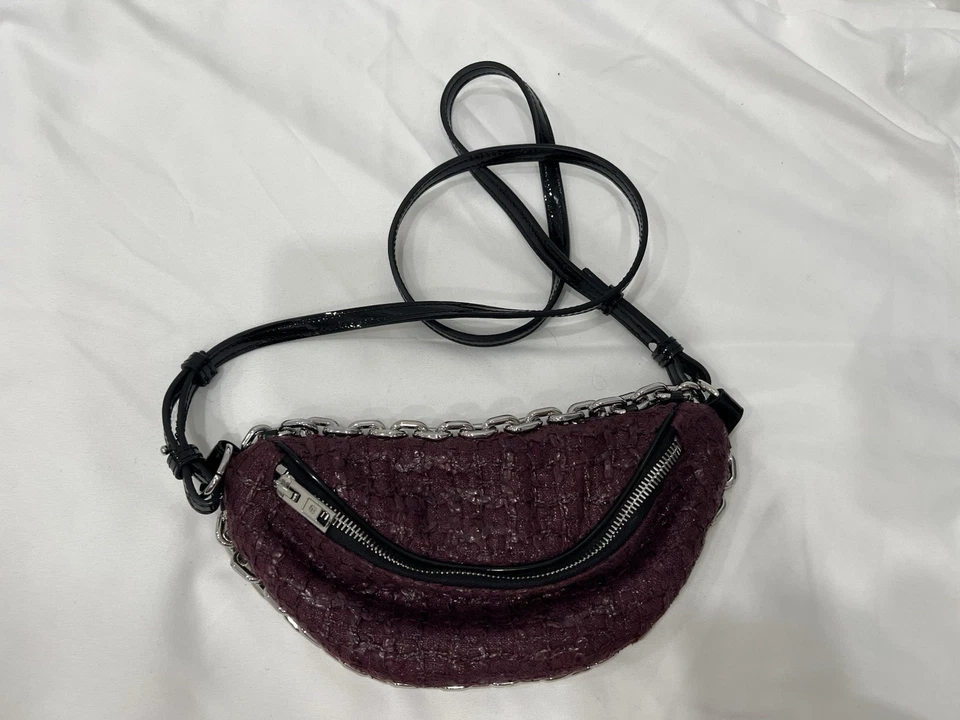 Authentic Alexander Wang Patent Tweed Chain Attica Belt Bag - Image 1 of 4
