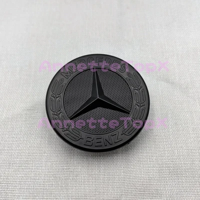 57 mm Negro Mate Capucha Frontal Emblema Laurel Insignia a Presión GLA GLC A C E Clase Foto 1 de 2