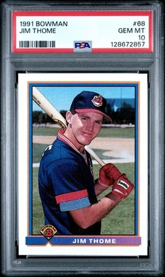 Bowman Jim Thome #68 1991 radiocontrol PSA 10 gemas como nuevo Rookie Hof Indians Foto 1 de 2