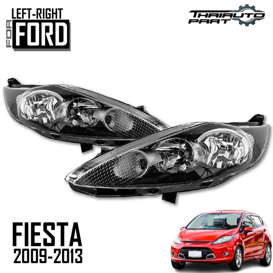 Par de faros halógenos negros para Ford Fiesta WS CX LX 2008-2012 Foto 1 de 4