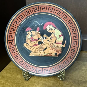 Achilles pflegt die Wunde des Patroklos Wandbild griechischer handbemalter Altarteller - Bild 1 von 5