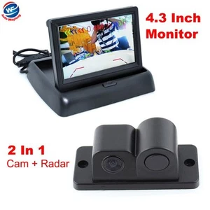 Car Reverse Parking Camera With Radar Sensor 4.3" Foldable LCD Rear View Monitor - Picture 1 of 8