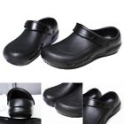 Mens Round Toe Slip On Chef Cook Flat Heel Shoes Water & Oil Proof Comfy Clogs