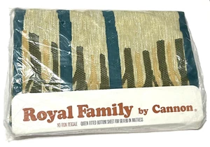 CANNON Royal Family VTG Timberline Surf Green Queen Fitted Flat Sheet 60x80 NEW - Picture 1 of 7
