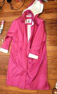 Vtg Misty Harbor Pink Hooded Rain Coat Jacket Full Length - 10 Petite - Picture 1 of 11