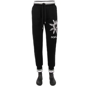 DOLCE & GABBANA Cotton Track Jogging Pants with Sacred Heart Logo Black 11289 - Picture 1 of 6
