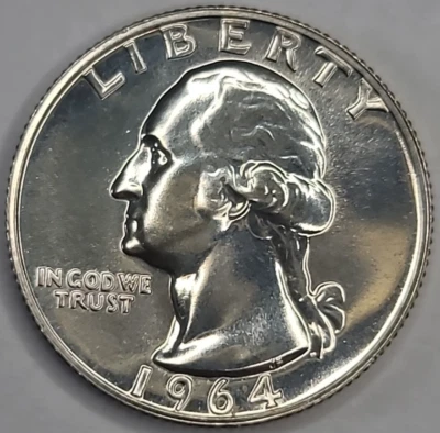 1964 GEM PROOF QUARTER 90% SILVER WASHINGTON - Image 1 of 4