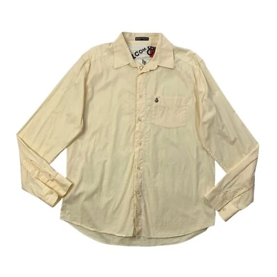 Volcom Shirt Men L Large Cream Cotton Blend Long Sleeve Button Up Tailored Dress - Image 1 of 4