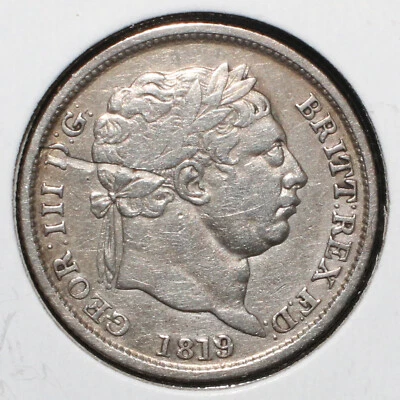 1819 Great Britain Silver Shilling Coin - 07400 - Image 1 of 2