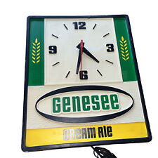 Rare Genesee Cream Ale Illuminated Light Up Clock White And Green 18x15x5