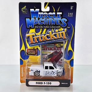 Muscle Machines Truckin Ford F-150 Lowrider White Flames 1:64 SLAM ACTION NEW