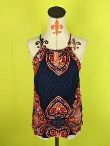 NWT LASCANA Women's Sz 4/6 Sleeveless Top Keyhole Neck Strap Tank Rayon Paisley - Picture 1 of 9
