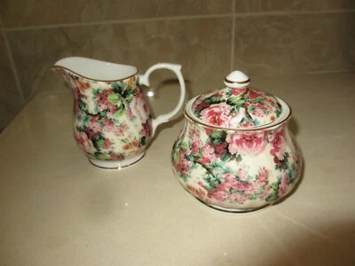 SMALL CHINTZ SUGAR AND CREAMER ENGLAND - Image 1 of 4