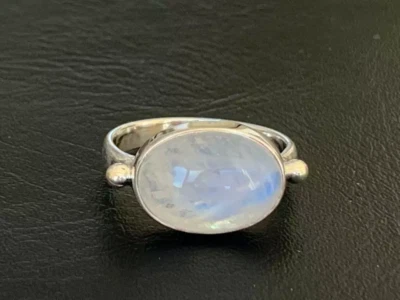 Anillo de plata esterlina 925 arco iris piedra lunar grande ovalado piedras preciosas TODOS los tamaños Foto 1 de 3