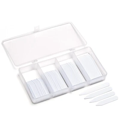 200 Plastic Collar Stays for Men Dress Shirt 4 Various Sizes in Divided Box - Image 1 of 4
