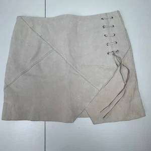 BlankNYC Women's Lace-Up Suede Miniskirt in Beige Size 28 - Picture 1 of 13