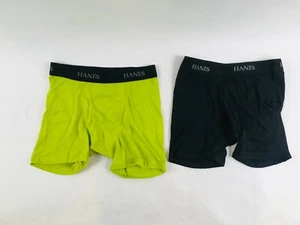 Hanes Boxer Briefs Boys Youth Size Medium Black and Pea Green Stretch  2 Pack - Picture 1 of 6