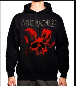BATHORY SKULL BLACK METAL Band HOODIES BLACK MEN's SIZES - Picture 1 of 1