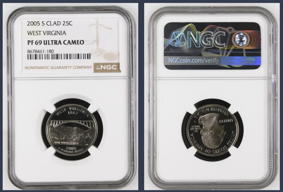 2005 S CLAD 25C West Virginia PF69 ULTRA CAMEO *Freshly Graded* - Image 1 of 1