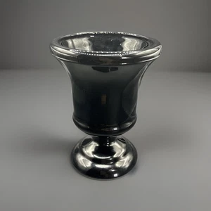 Vintage Black Glass Amethyst Chalice Shaped Vase Planter - Picture 1 of 8