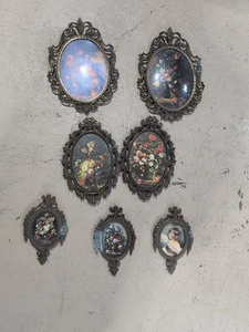 Vintage Lot Of 7 Oval Italian Brass Ornate Picture Frames - Picture 1 of 6