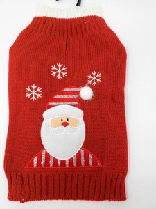 Maglione per Cani -Faccia di Babbo Natale - Maglia Rossa - Large - Nuovo con Etichetta - Foto 1 di 4