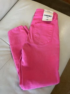 Women's L'Agence Hot Pink Margo Skinny High Rise Jeans in Flamingo Size 28 - Picture 1 of 6