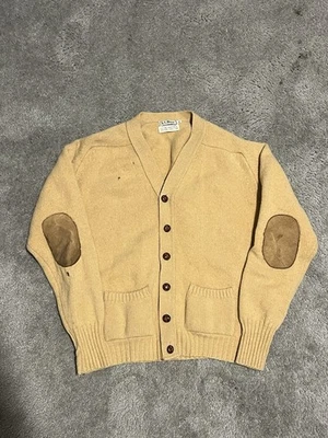 Cárdigan tejido LL Bean lana de cordero/pelo camel puro años 60/70 se adapta a pequeño Foto 1 de 4