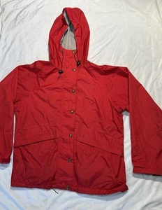 Vintage LL Bean Made in USA Rain Jacket Mens Large Red GoreTex Nylon Windbreaker - Picture 1 of 10