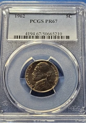 GEM 1962 Jefferson Nickel 5c Proof PCGS PR67 - Image 1 of 2