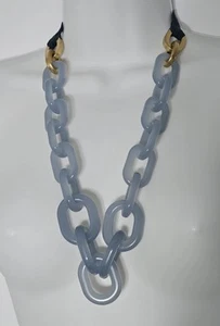J.Crew Halskette blau Kettenglied verstellbar Band zum Binden lässig chic Boho Festival - Bild 1 von 9