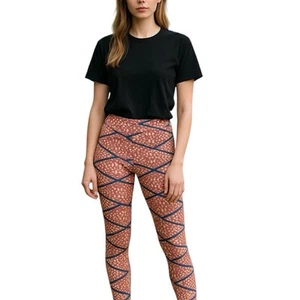 Lularoe Light Pink Blue Zig Zag Print Stretch Skinny Leg Leggings Tall & Curvy - Picture 1 of 5