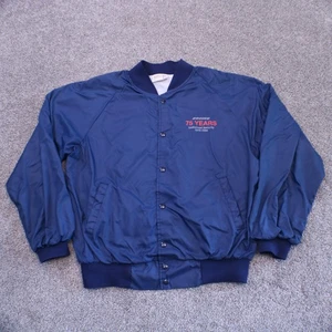 Vintage Boeing Jacket Mens Large Navy Snap Button Bomber Made USA 75 Years 90s - Picture 1 of 19
