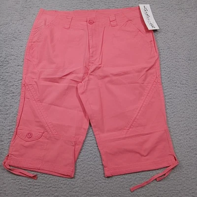 Lulu-B Women's Pink Capri Pants Size 12 Cotton Stretch Drawstring Hem NWT - Image 1 of 4